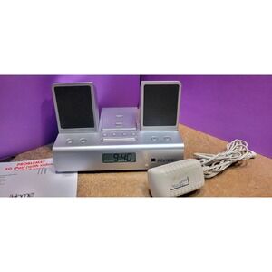 iHome2Go iH26S Portable iPod Docking Station Alarm Clock Radio Silver Pop-up